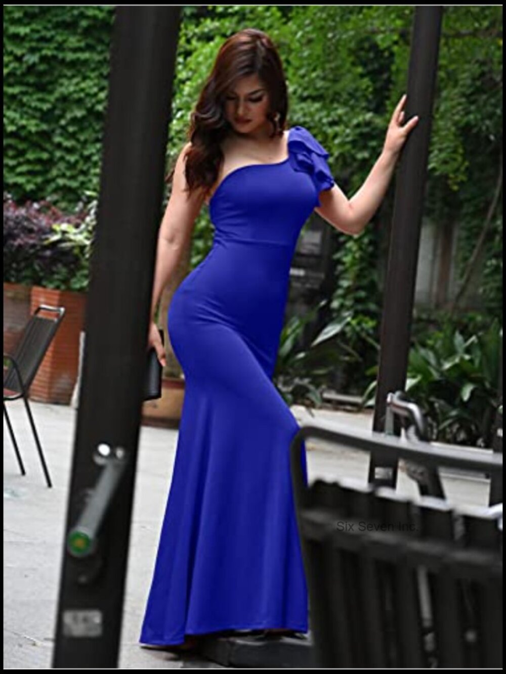 Sexy Sleeveless One Shoulder High Split Formal Evening Dress - Picture 3 of 7